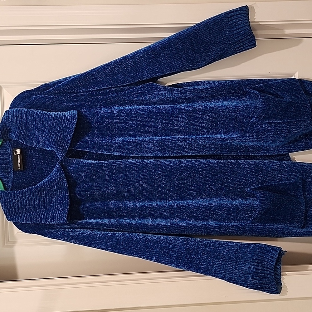 Antthony Timeless Textures blue cardigan  super soft chenille cardigan 1x/2x - Picture 3 of 8
